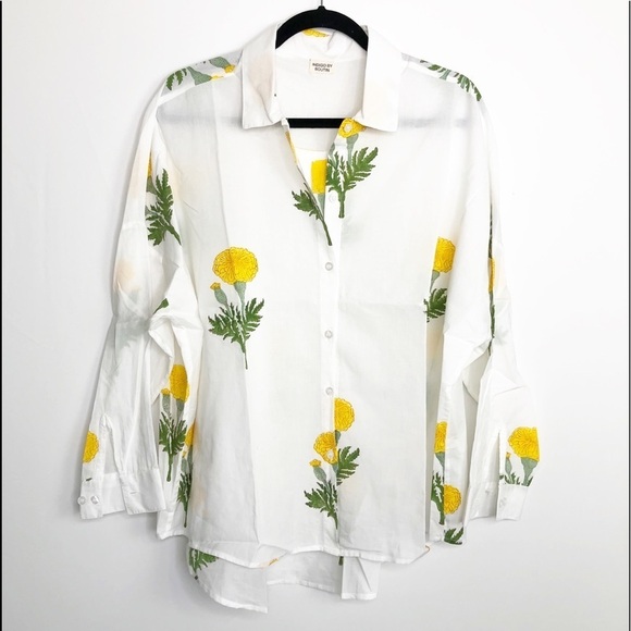 Indigo by Boutin cotton floral oversize button-down shirt - Picture 6 of 10